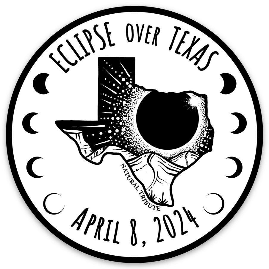 Texas 2024 Eclipse Sticker Natural Tribute